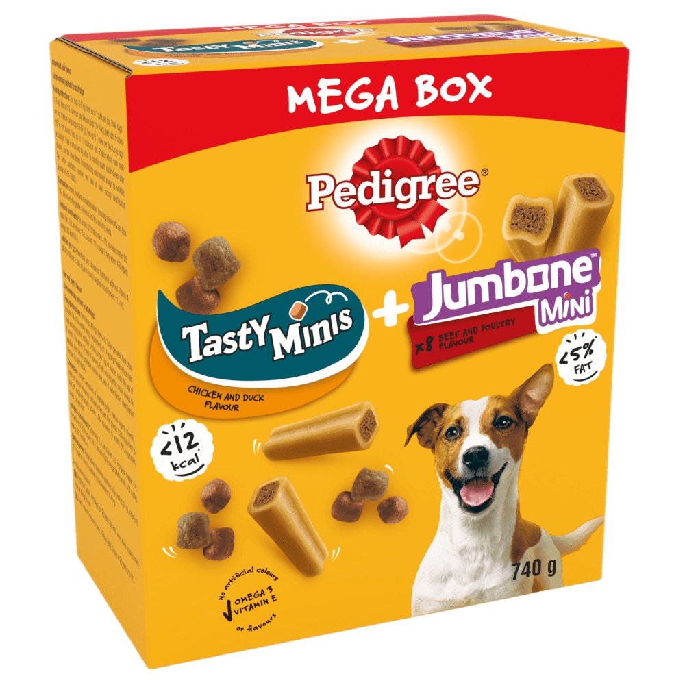 PEDIGREE® Tasty Minis & JUMBONE™ Adult Small Dog Treats Mega Box 740g