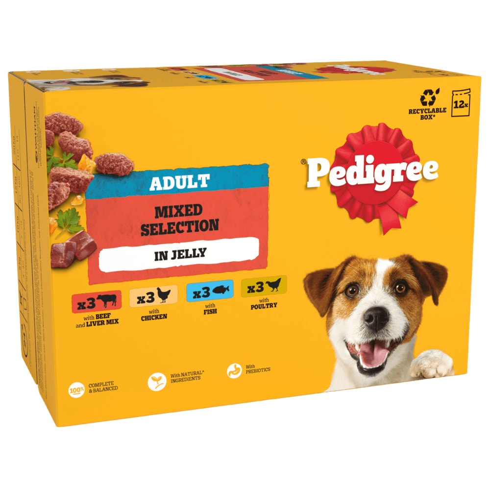 PEDIGREE® Adult Wet Dog Food Mixed Selection In Jelly Pouch 80 x 100g,40 x 100g,12 x 100g