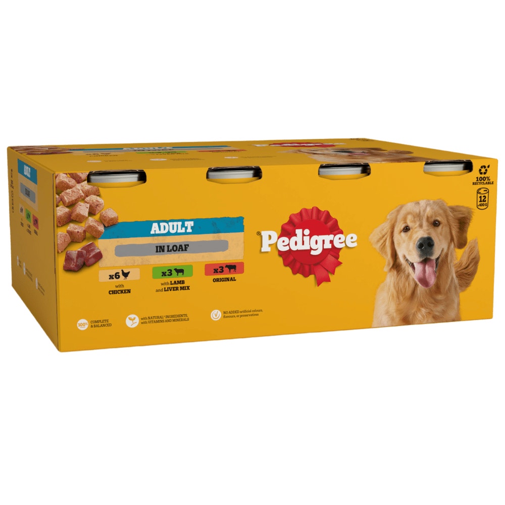 PEDIGREE® Adult Wet Dog Food Mixed Selection in Loaf 12 x 400g Can