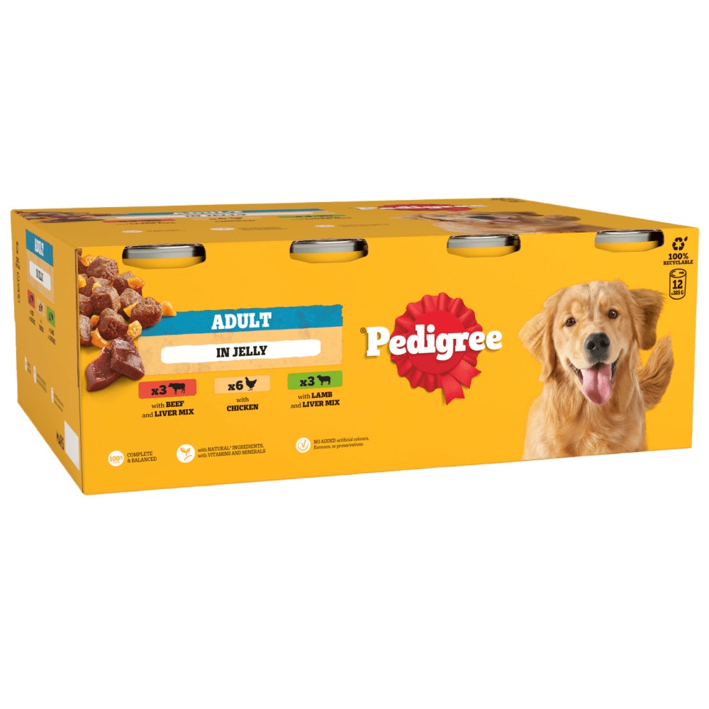 PEDIGREE® Adult Wet Dog Food Mixed Selection in Jelly 12 x 385g, 24 x 385g Can