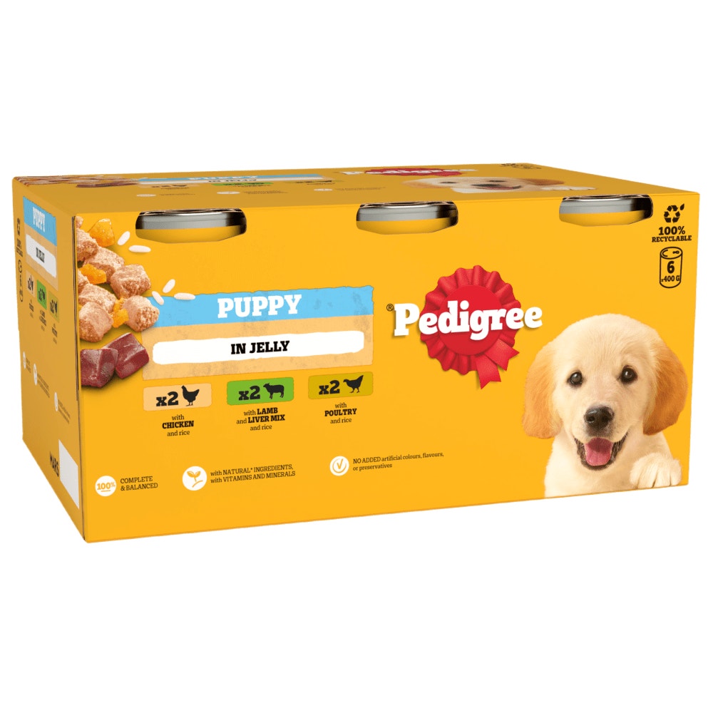 PEDIGREE® Junior Puppy Wet Dog Food Mixed Selection in Jelly 6 x 400g Can