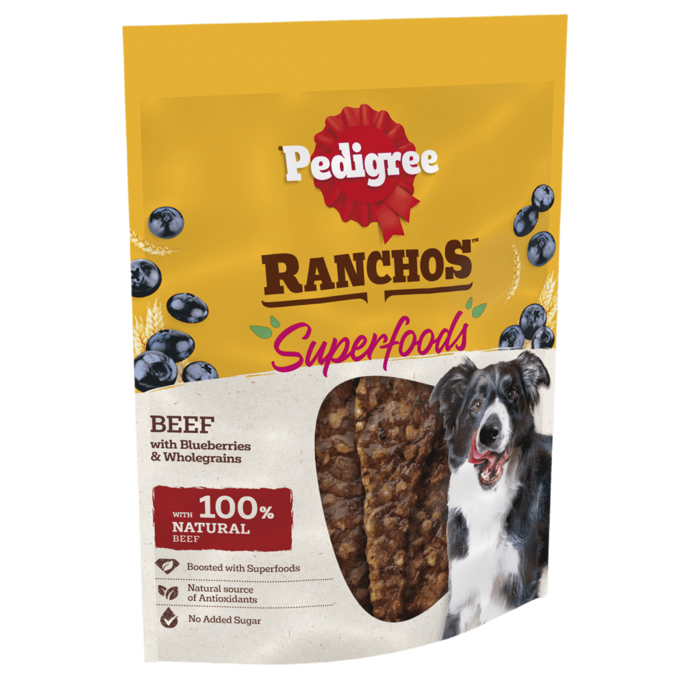 PEDIGREE® RANCHOS™ SUPERFOOD Beef Dog Treat Blueberries & Wholegrains 70g
