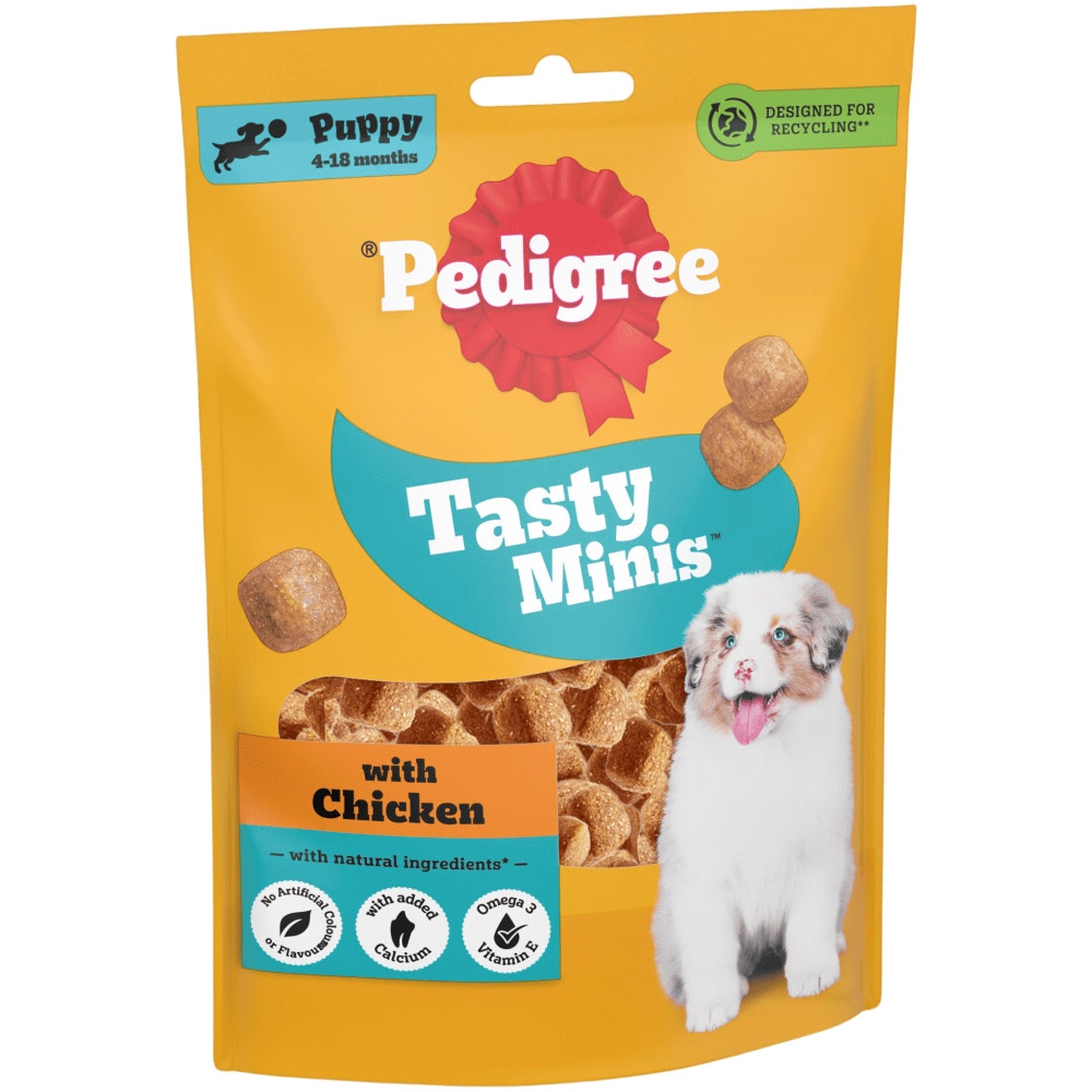 PEDIGREE® TASTY MINIS Puppy Dog Treats Chicken Chewy Cubes 125g