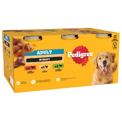 Adult Wet Dog Food Mixed Selection in Gravy Can